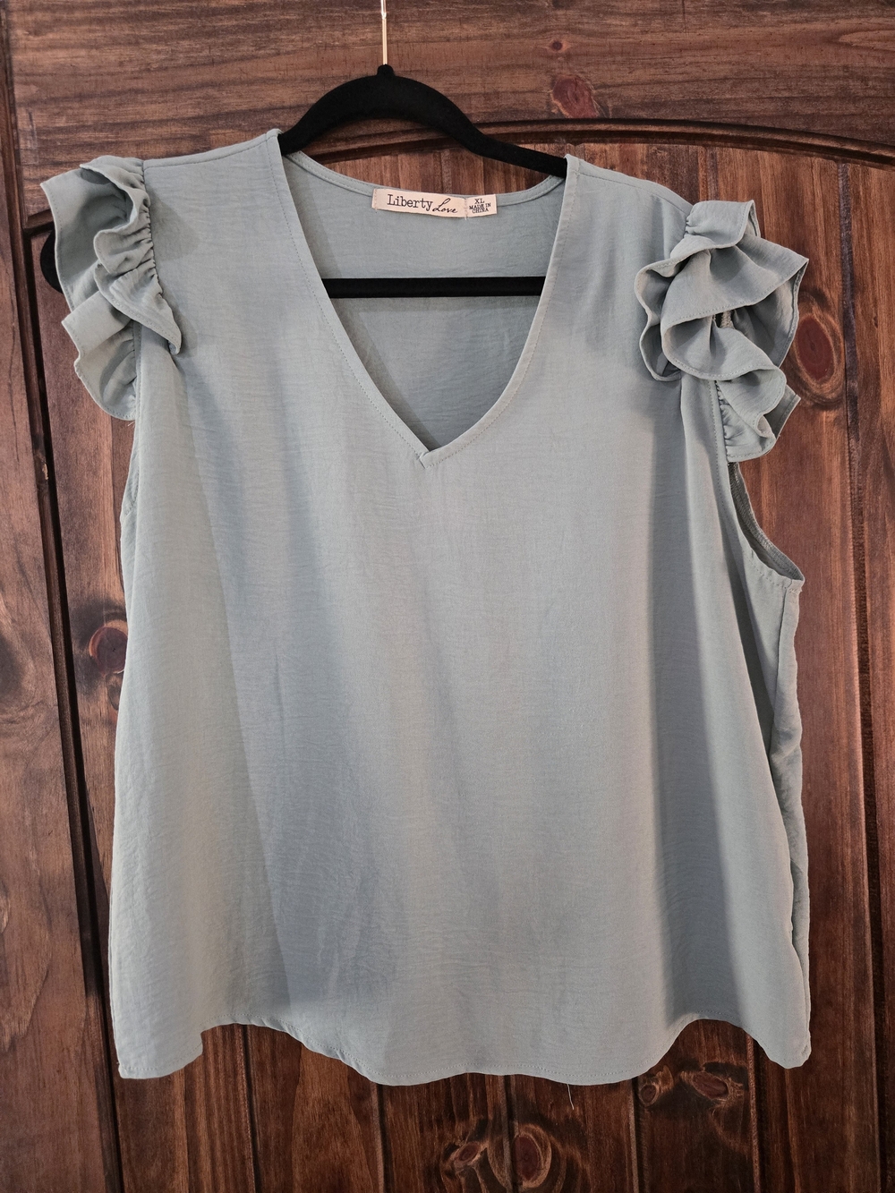 Liberty Love Ruffle Sleeve V-Neck Tank in Light Sage